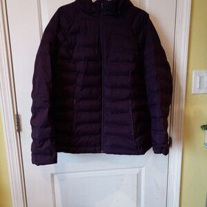 Dark Purple 1X  Puffer hooded Jacket